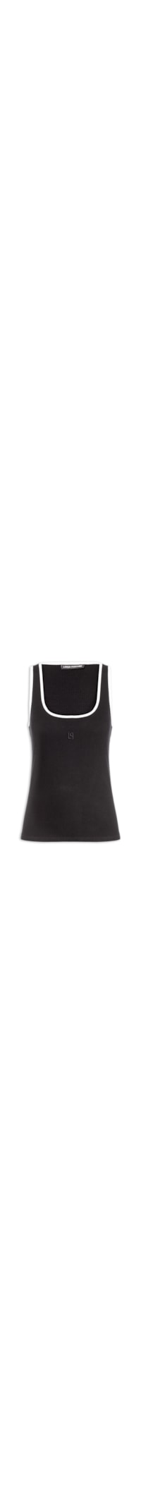 Regata Feminina Canelada Com Bordado - Preto