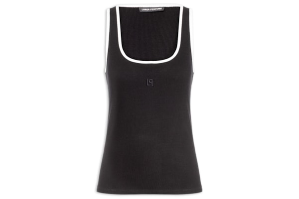 Regata Feminina Canelada Com Bordado - Preto