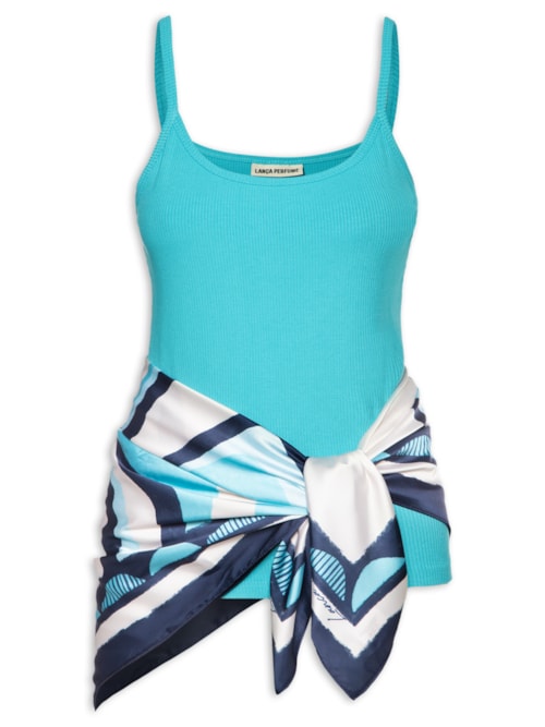 Regata Feminina Canelada Com Lenço – Azul