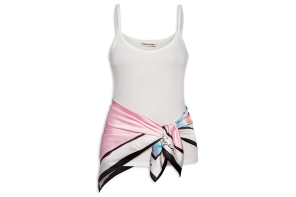 Regata Feminina Canelada Com Lenço - Branco