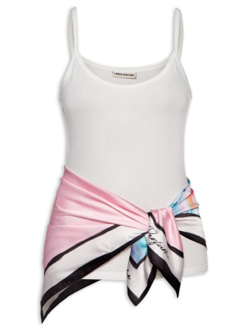 Regata Feminina Canelada Com Lenço – Branco