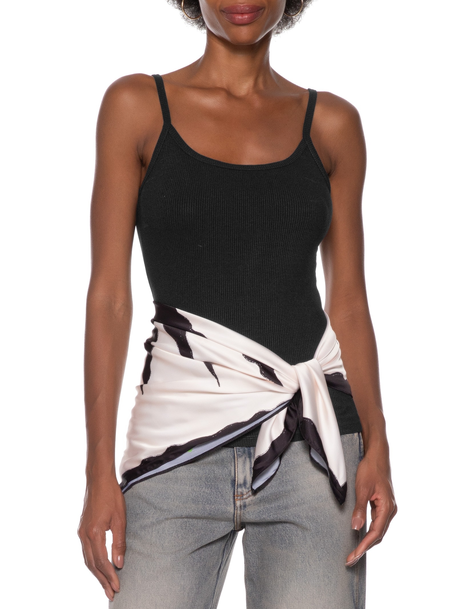 Regata Feminina Canelada Com Lenço Preto Lança Perfume