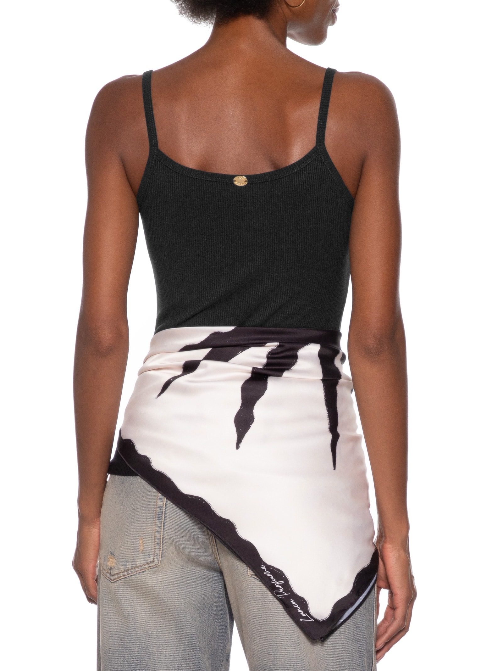 Regata Feminina Canelada Com Lenço Preto Lança Perfume