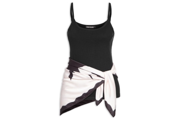 Regata Feminina Canelada Com Lenço - Preto