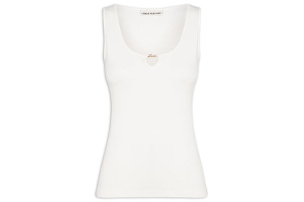 Regata Feminina Canelada Com Metal - Branco