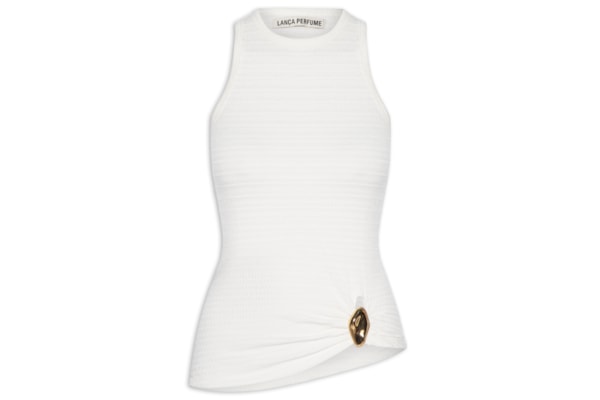 Regata Feminina Canelada Com Metal - Branco