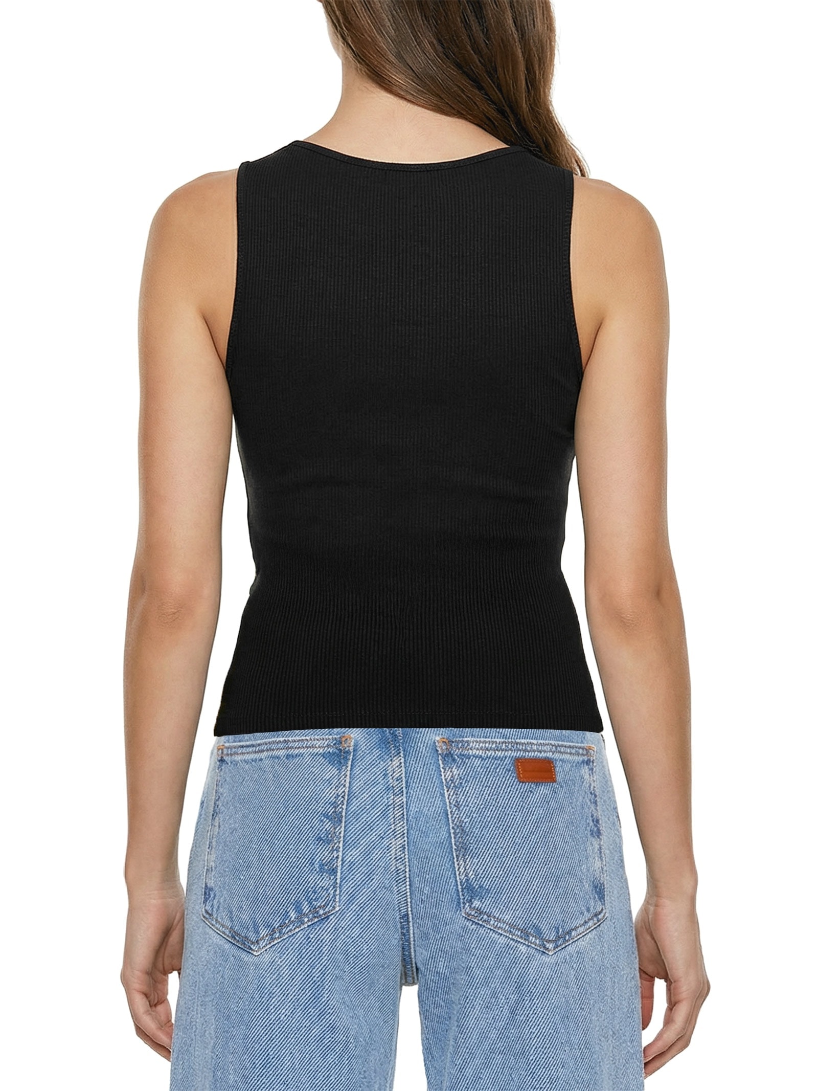 Regata Feminina Canelada Com Metal Preto Lança Perfume