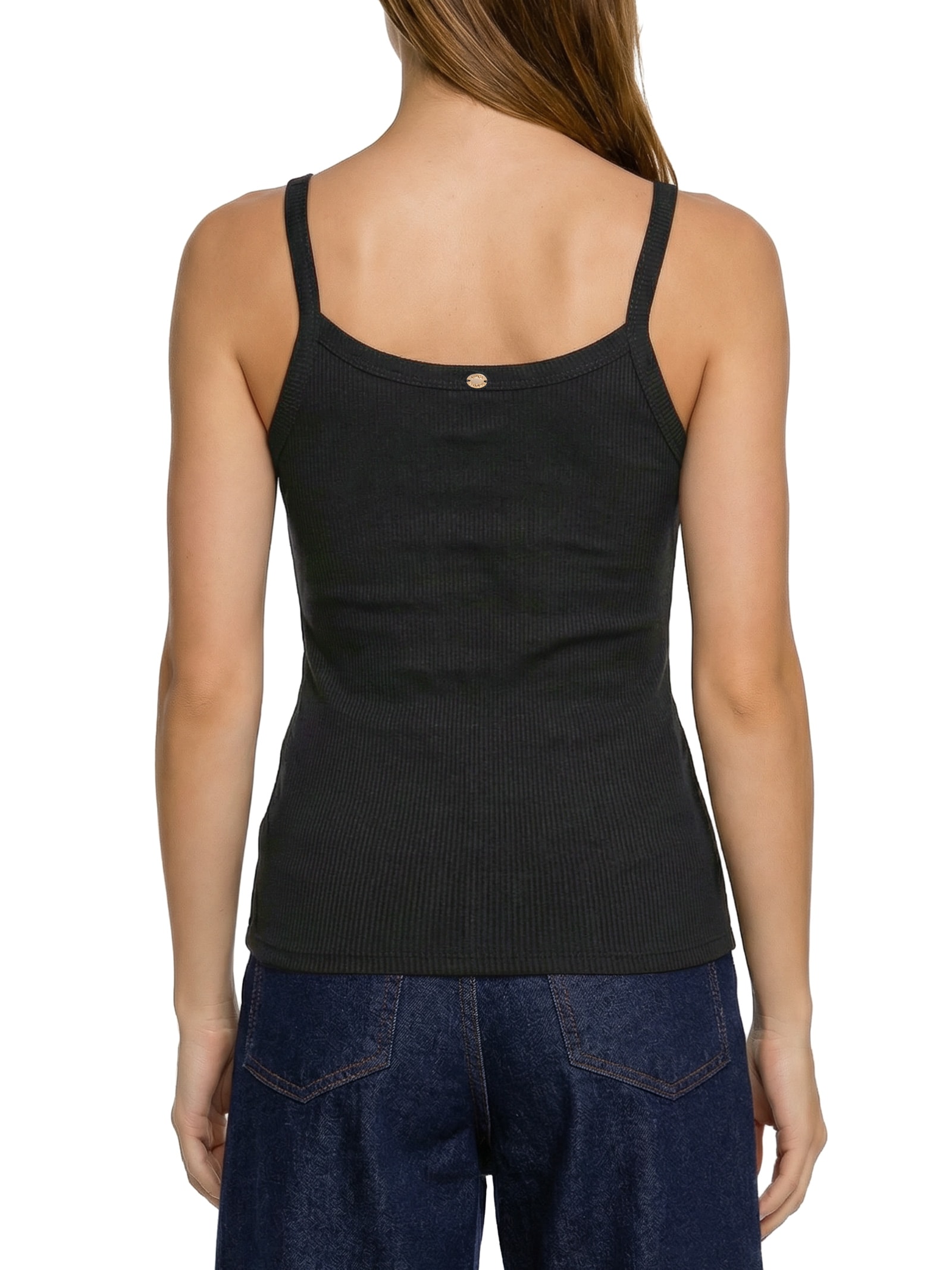 Regata Feminina Canelada De Alça Preto Lança Perfume