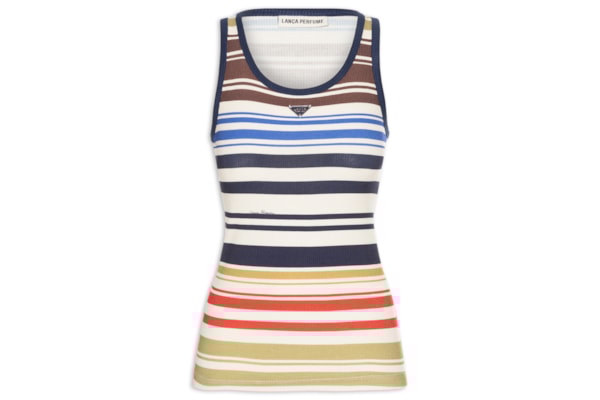 Regata Feminina Canelada Estampada - Azul