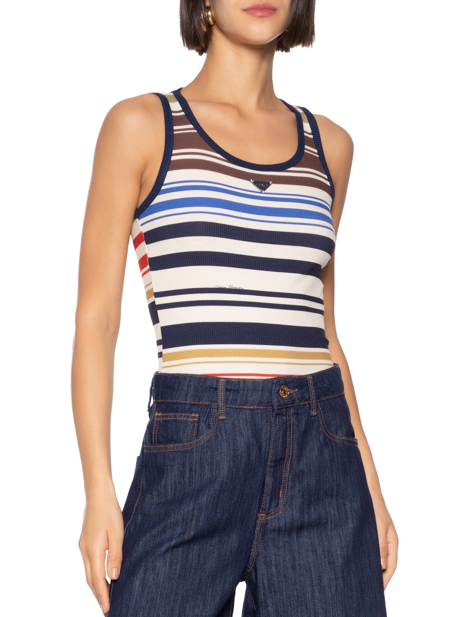 Regata Feminina Canelada Estampada Azul Lança Perfume