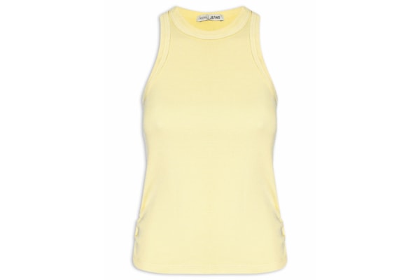 Regata Feminina Canelada Franzido Lateral - Amarelo