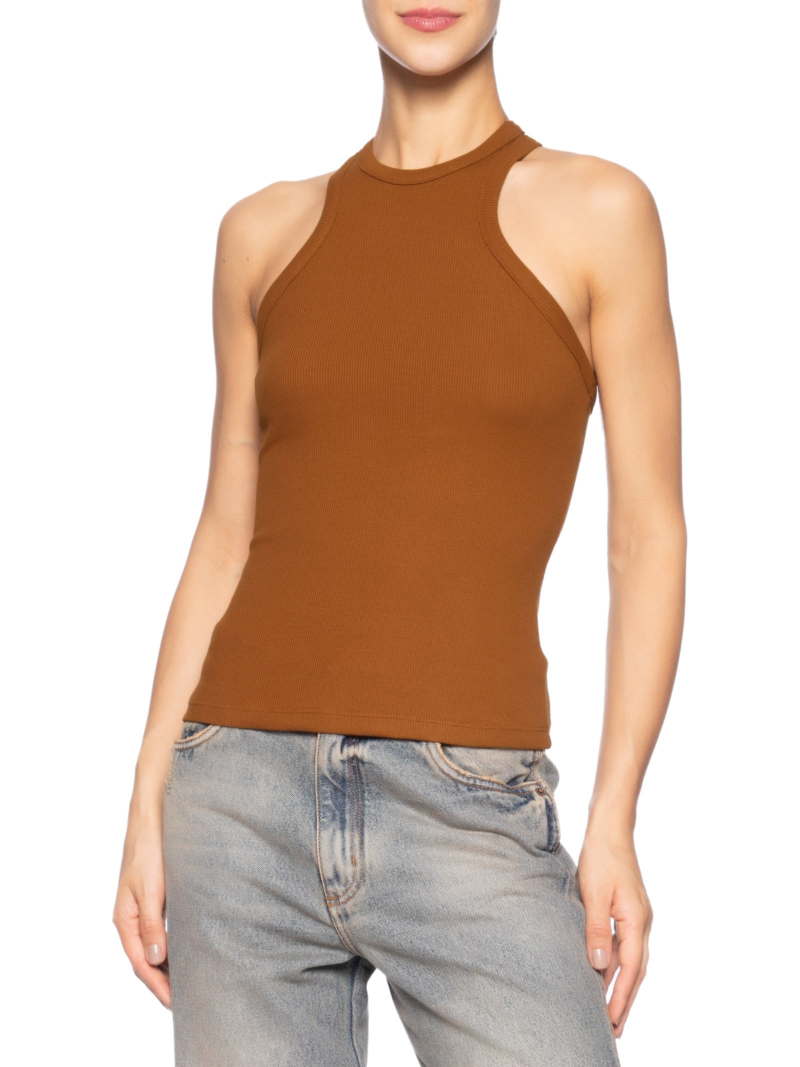 Regata Feminina Canelada Marrom  Forum