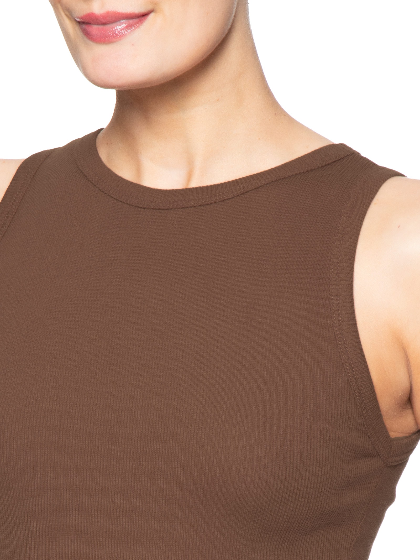 Regata Feminina Canelada Marrom Forum