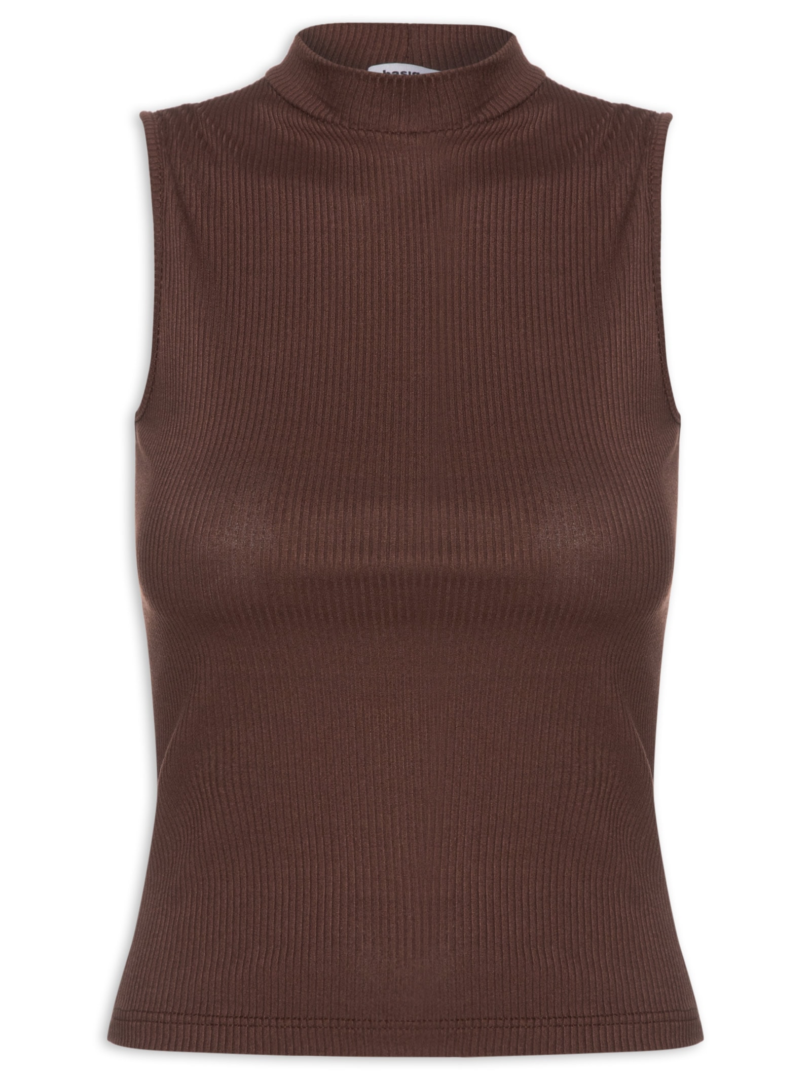 Regata Feminina Canelada Marrom Basiq