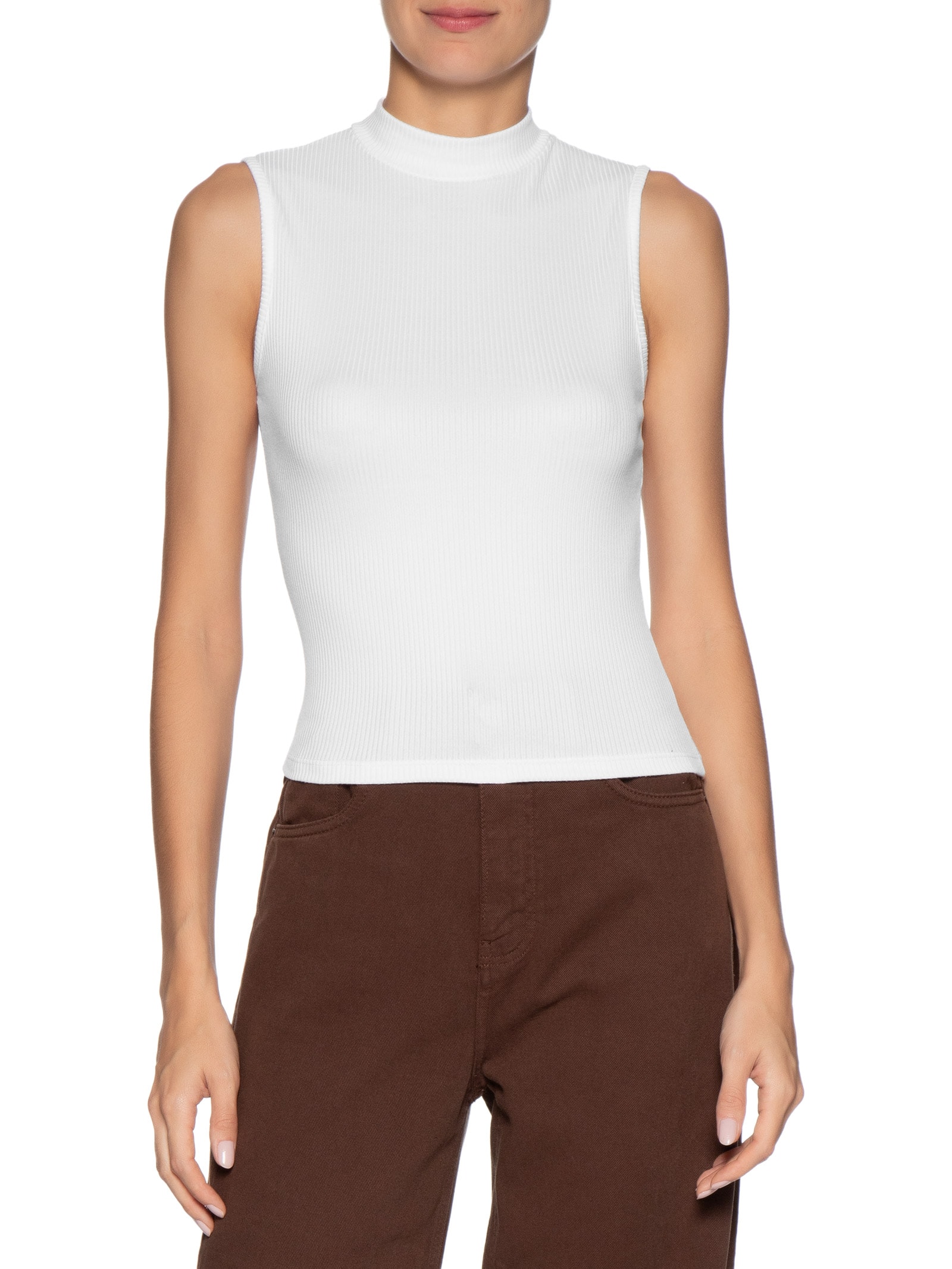 Regata Feminina Canelada Off White Basiq