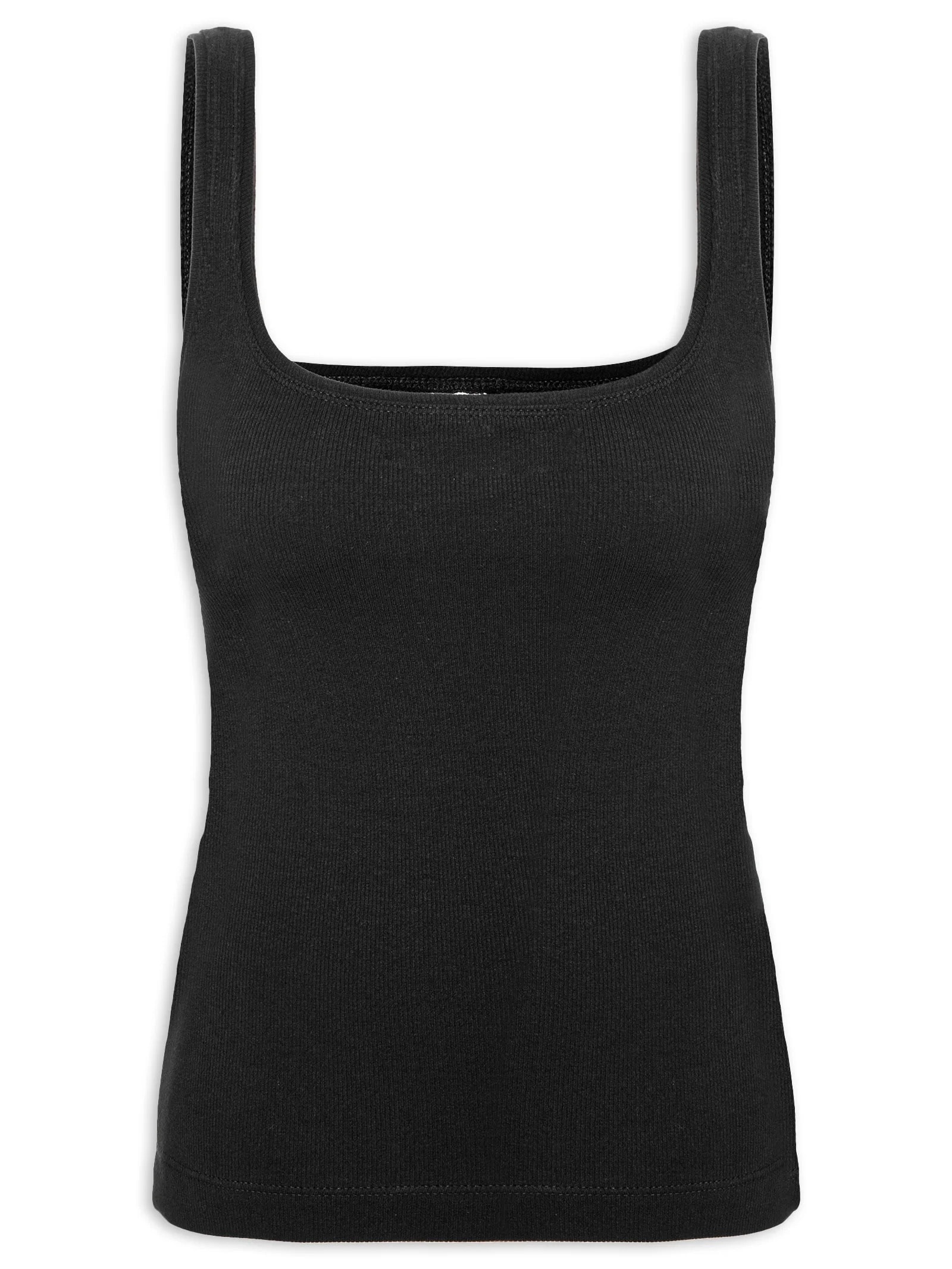 Regata Feminina Canelada Preto Hering