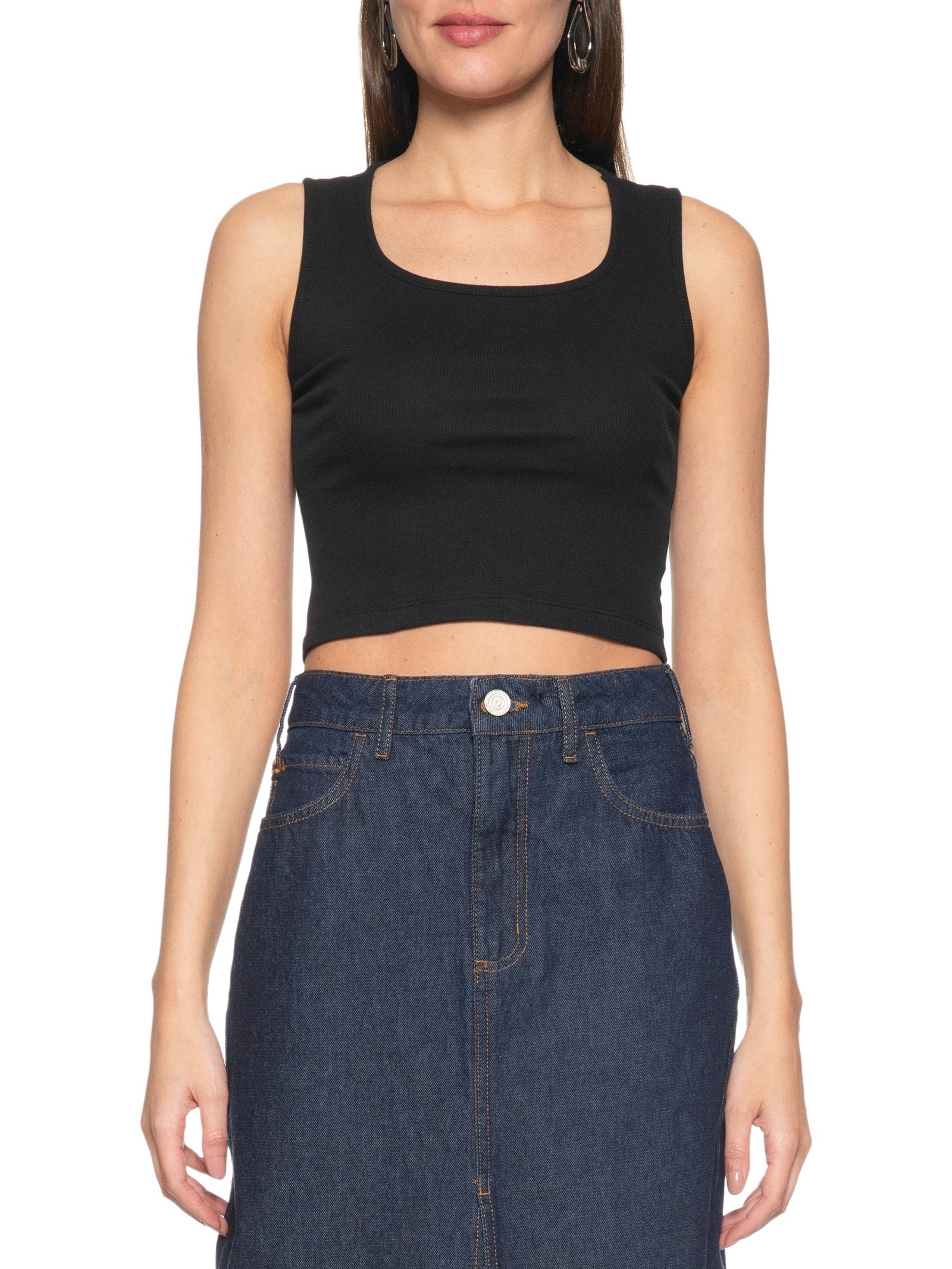 Regata Feminina Canelada Preto Colcci