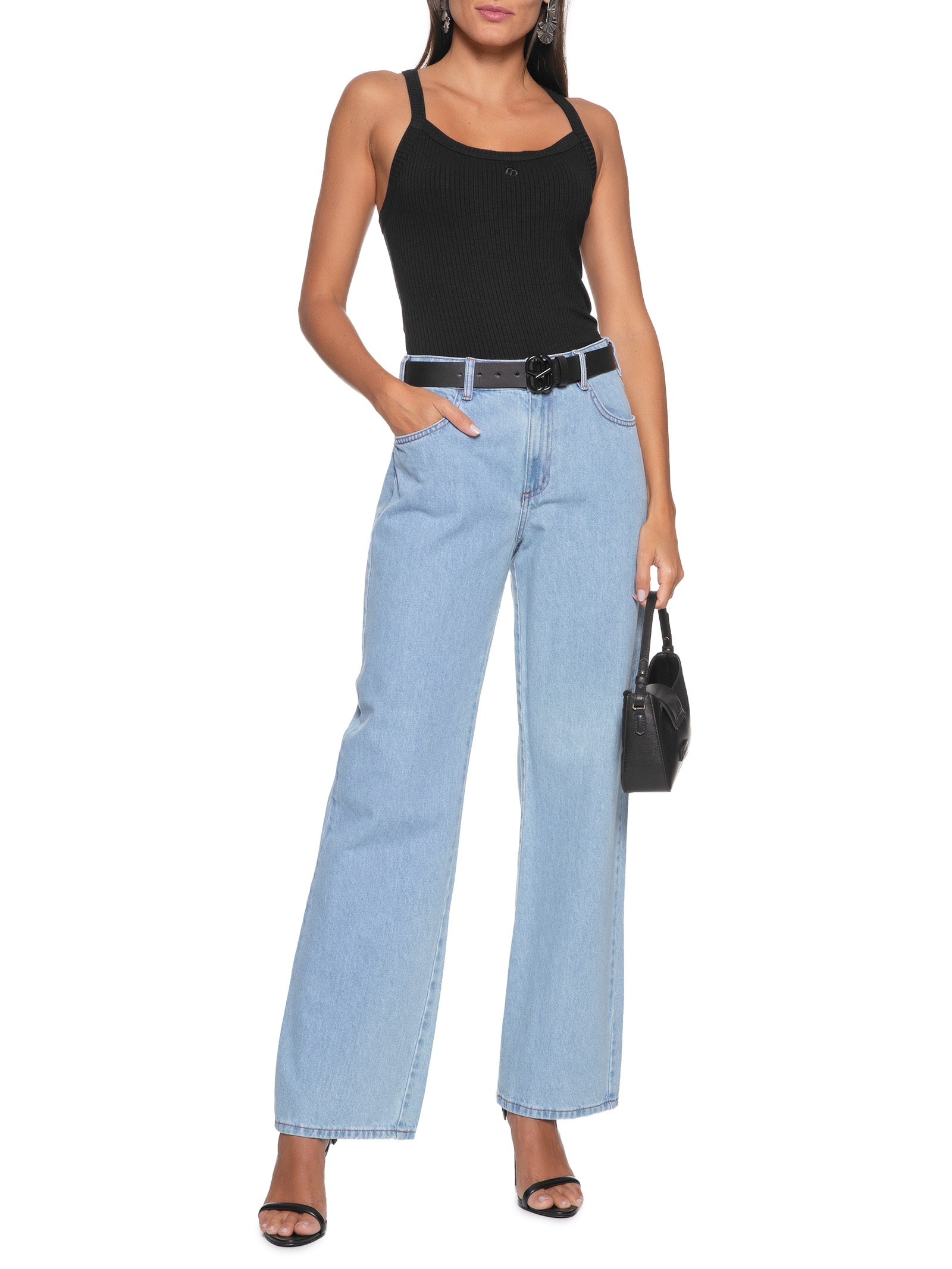 Regata Feminina Canelada Preto Colcci