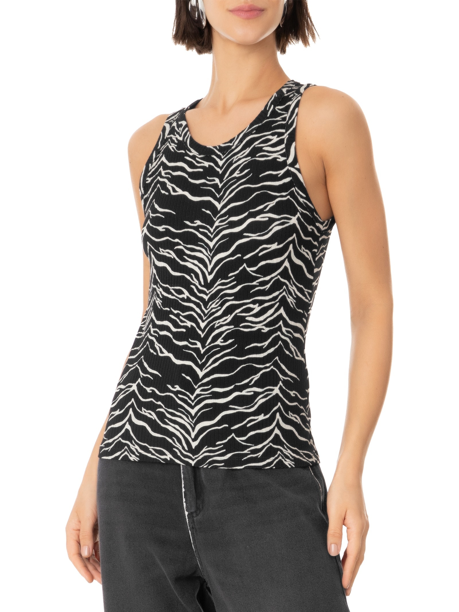 Regata Feminina Canelada Preto Colcci