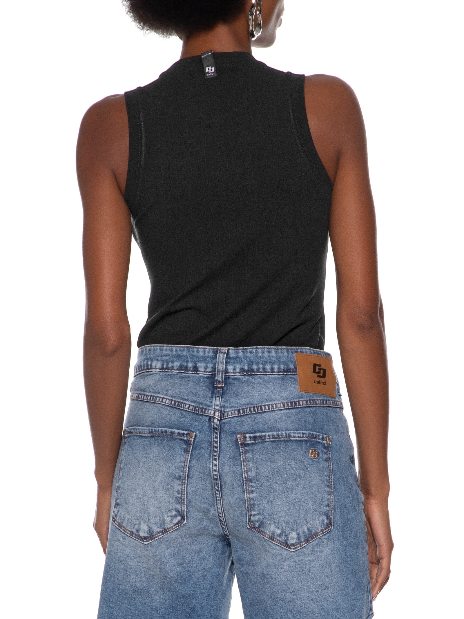 Regata Feminina Canelada Preto Colcci