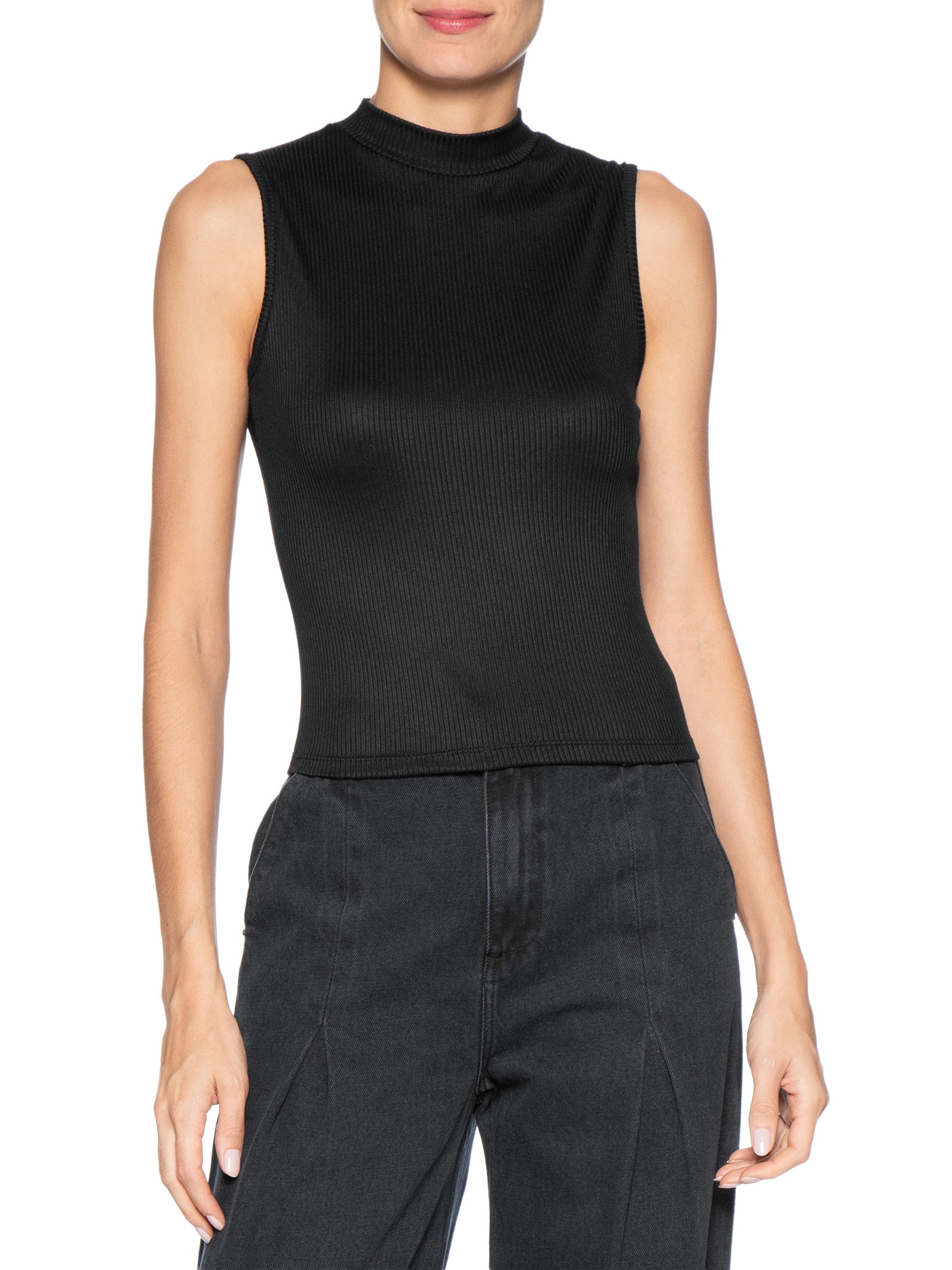 Regata Feminina Canelada Preto Basiq