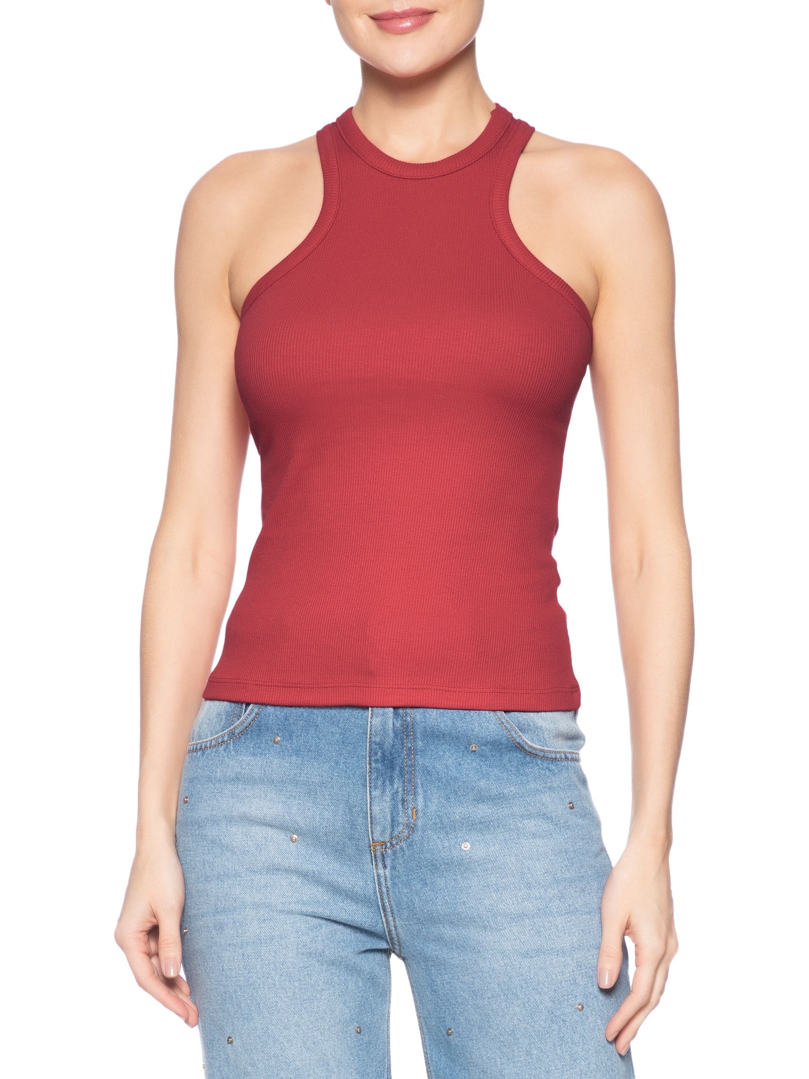 Regata Feminina Canelada Vermelho Forum