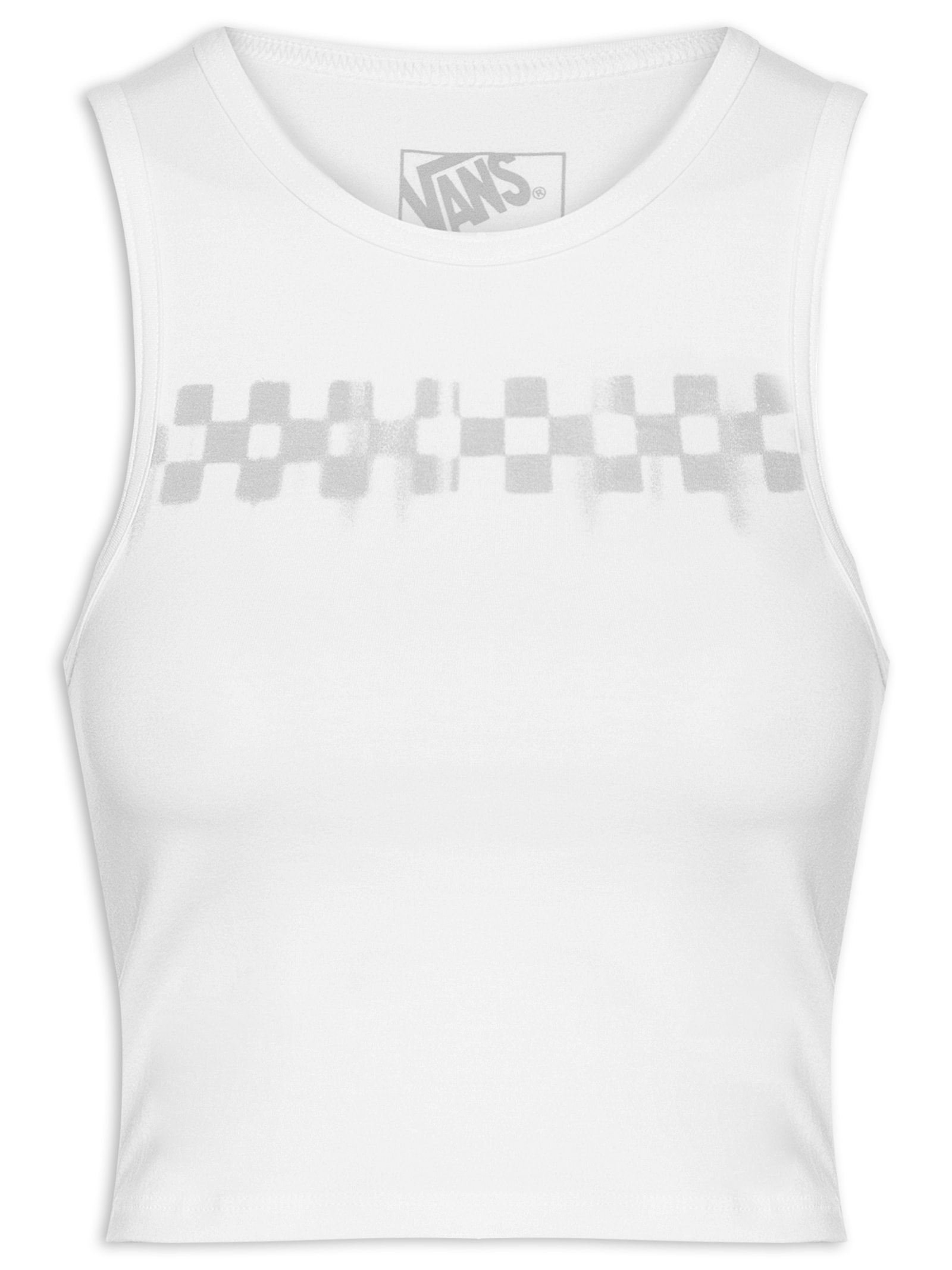 Regata Feminina Check Wash Fitted Crop Tank Branco Vans