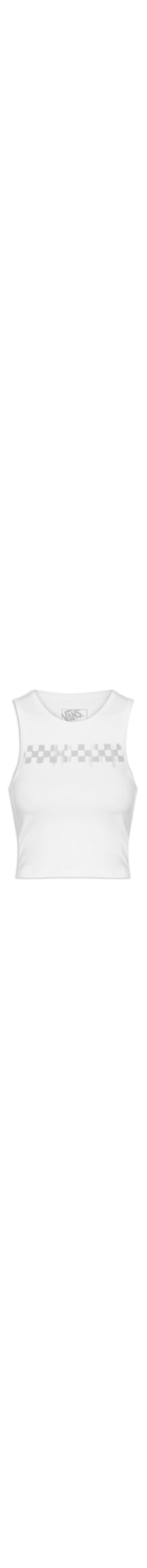 Regata Feminina Check Wash Fitted Crop Tank - Branco