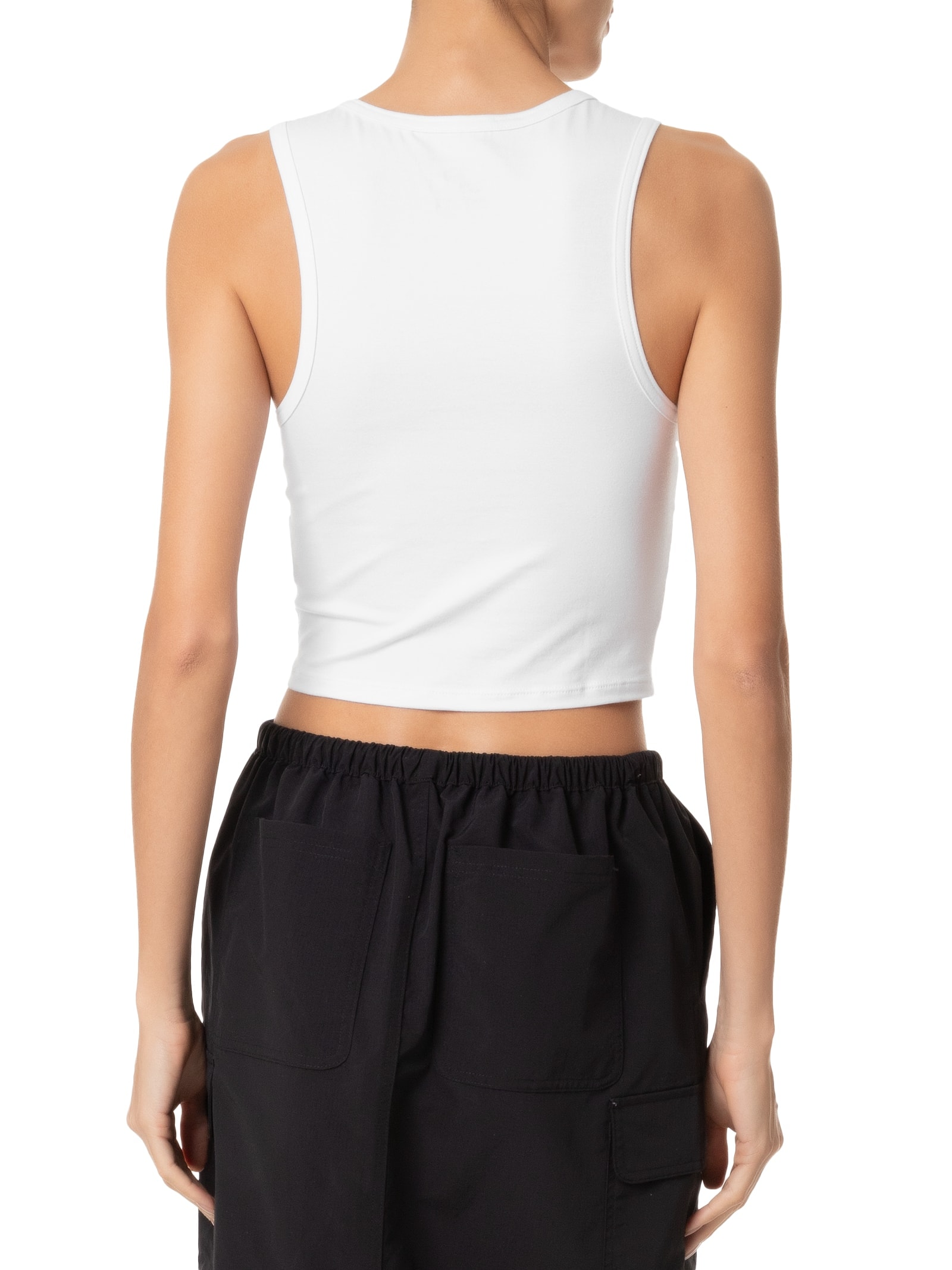 Regata Feminina Check Wash Fitted Crop Tank Branco Vans