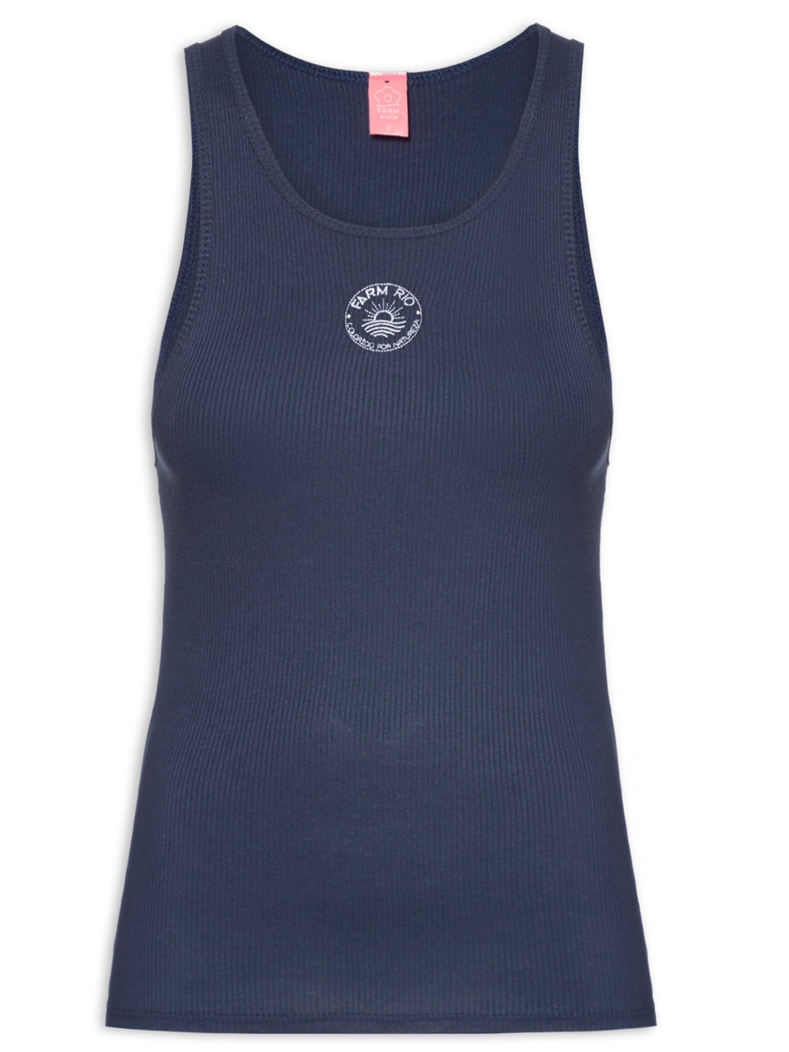 Regata Feminina Colorido Por Natureza Azul  Farm Praia