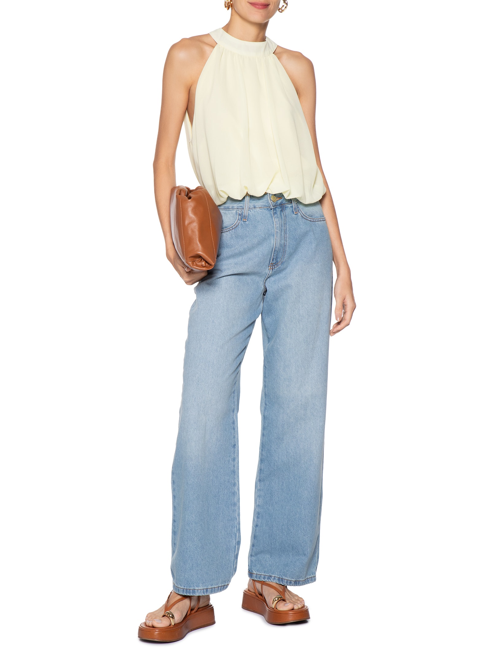 Regata Feminina Com Amarração Amarelo Market 33