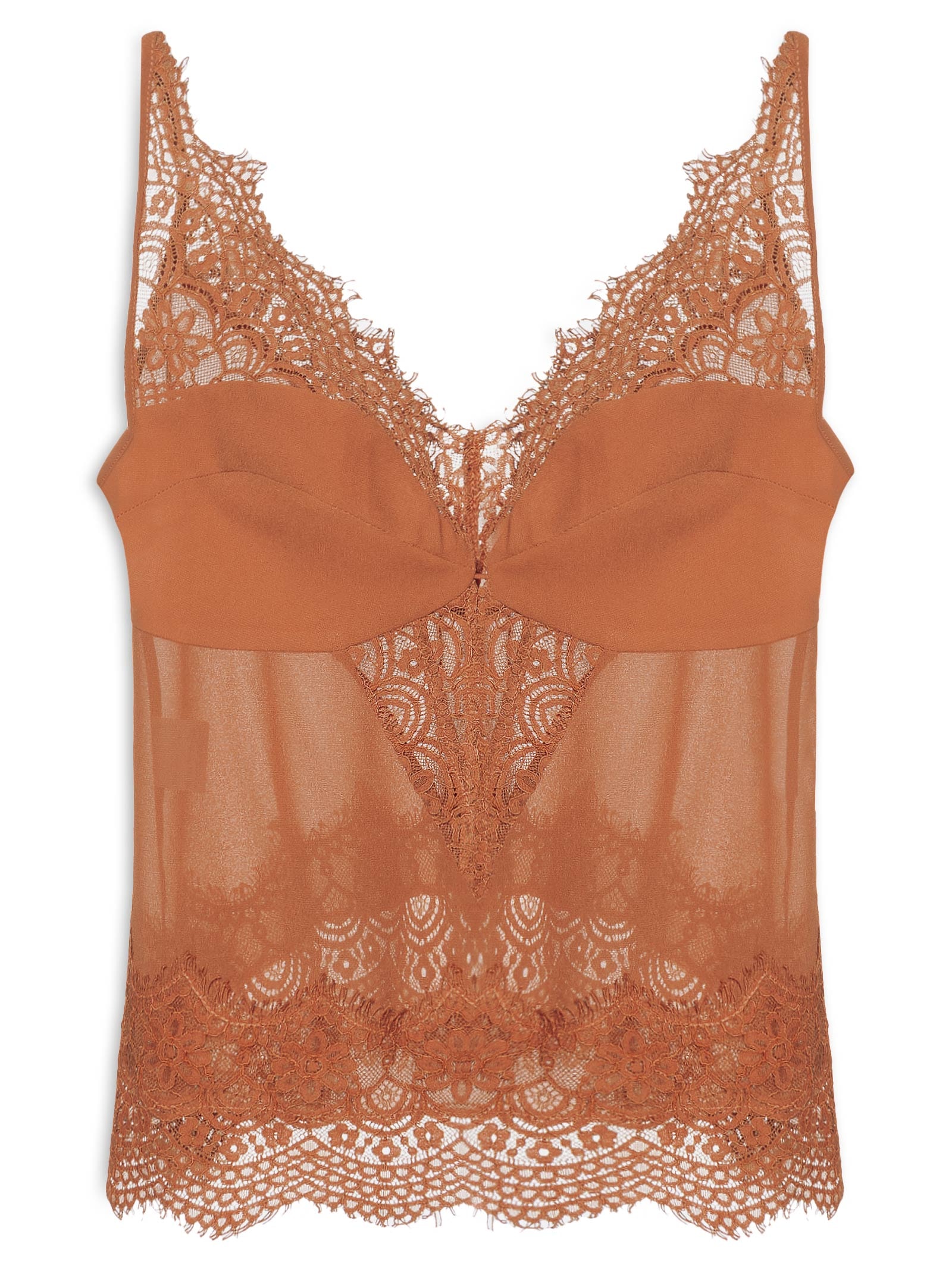 Regata Feminina Com Aplicação De Renda Marrom '2Essential