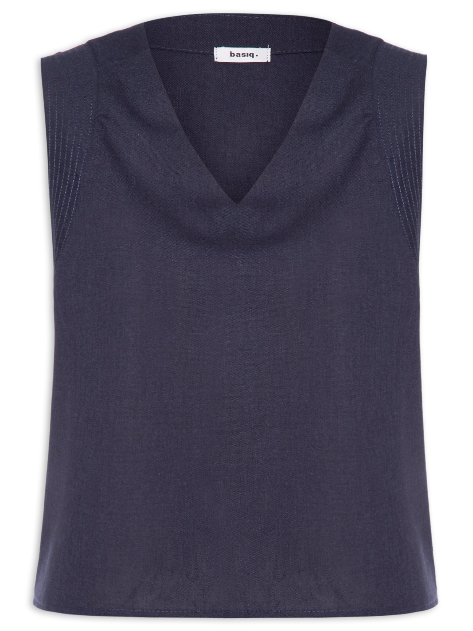 Regata Feminina Com Detalhe Bordado Na Cava Azul Basiq