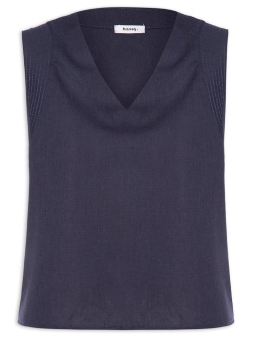 Regata Feminina Com Detalhe Bordado Na Cava – Azul