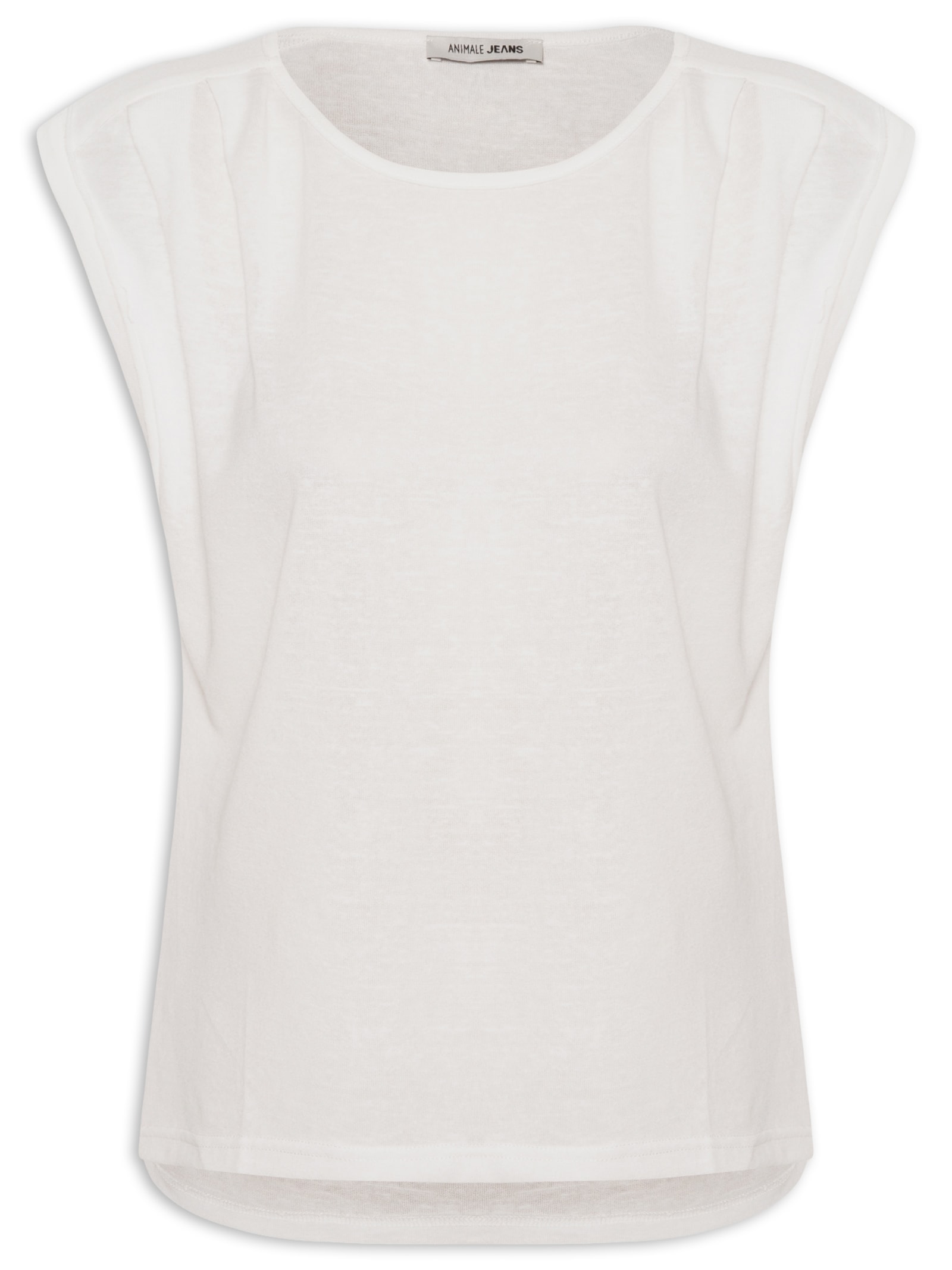 Regata Feminina Com Pregas No Ombro Branco Animale Jeans