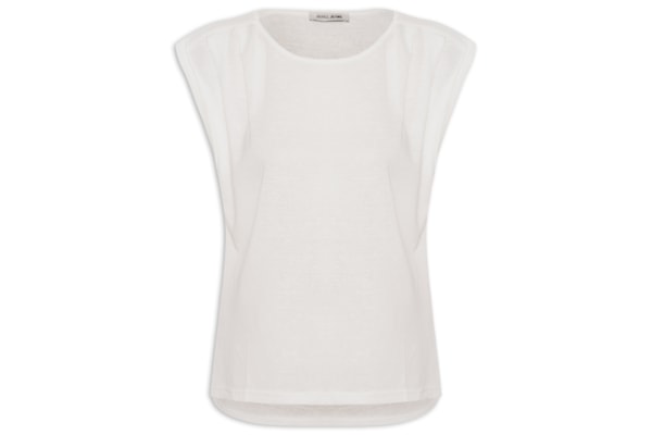 Regata Feminina Com Pregas No Ombro - Branco