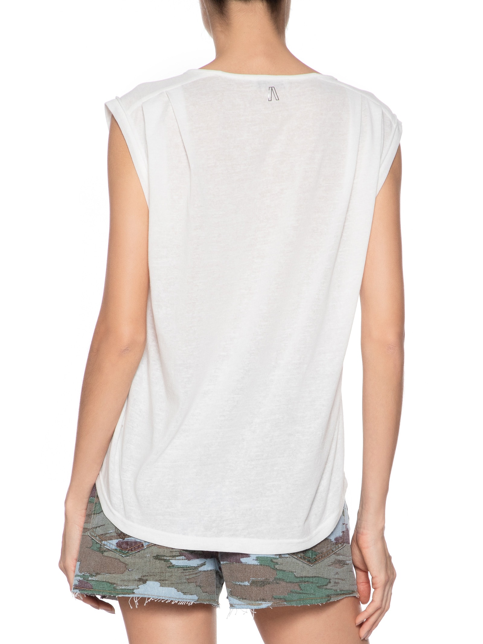 Regata Feminina Com Pregas No Ombro Branco Animale Jeans