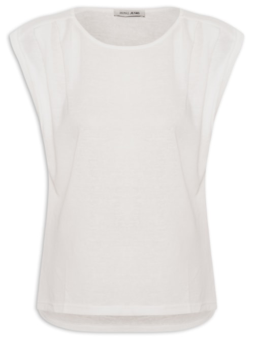 Regata Feminina Com Pregas No Ombro – Branco
