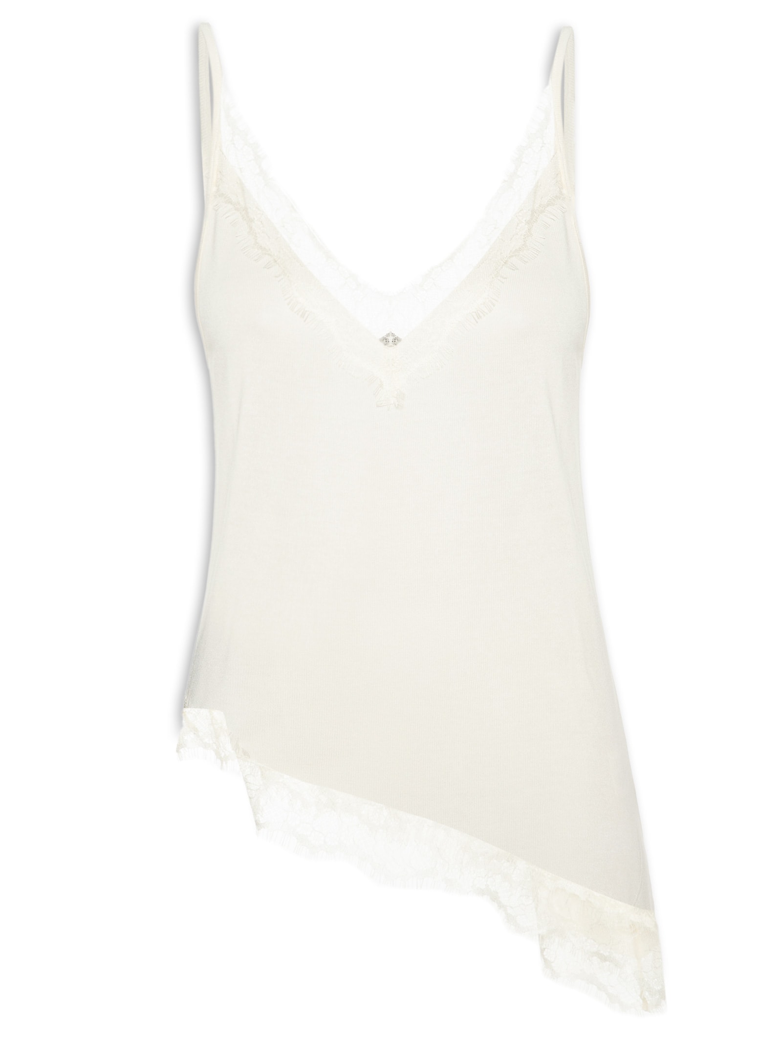 Regata Feminina Com Renda Decote V Branco Animale Jeans