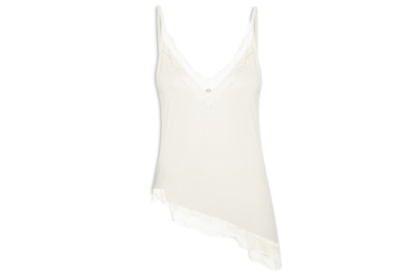 Regata Feminina Com Renda Decote V - Branco
