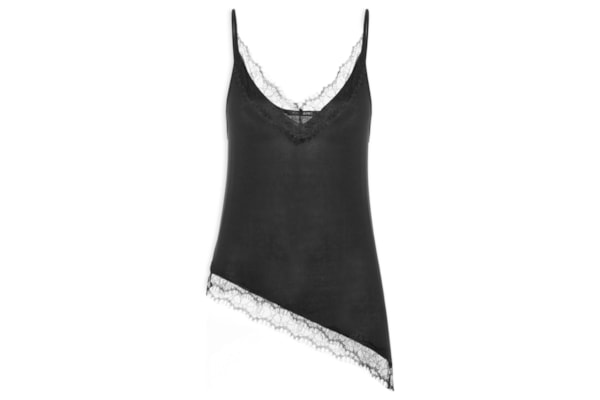 Regata Feminina Com Renda Decote V - Preto