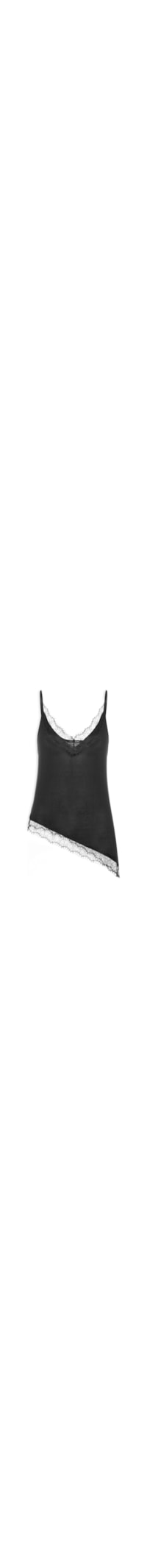 Regata Feminina Com Renda Decote V - Preto