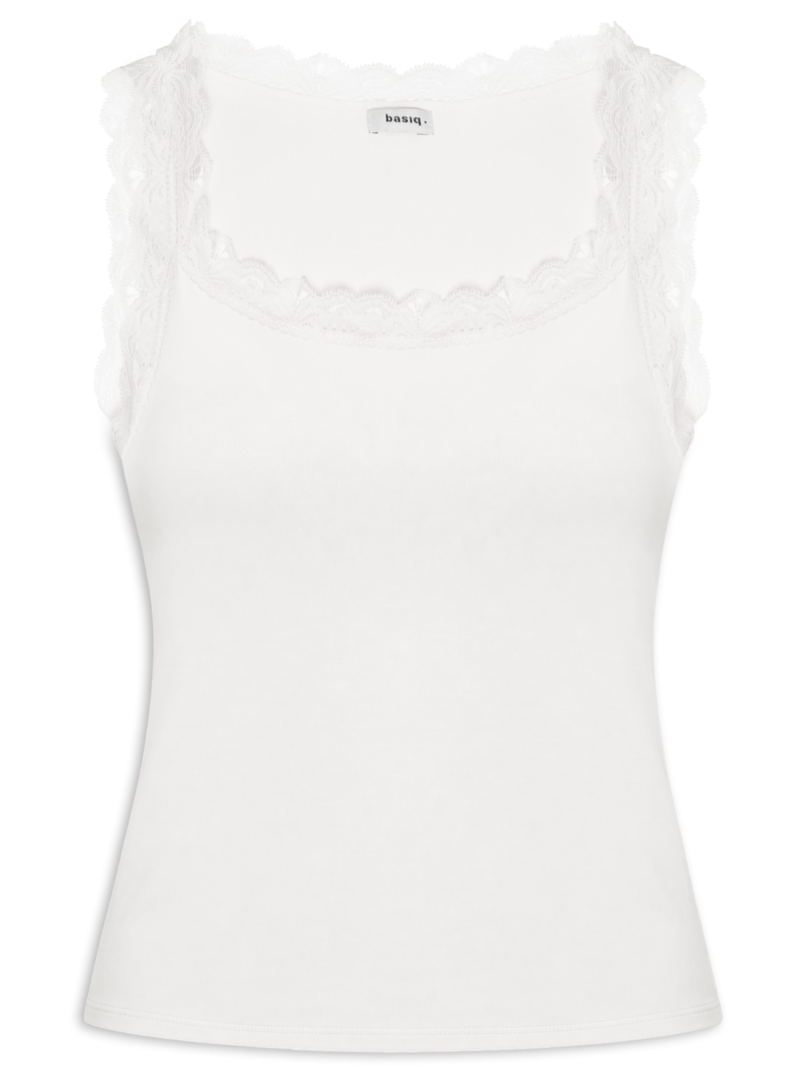 Regata Feminina Com Renda Off White Basiq