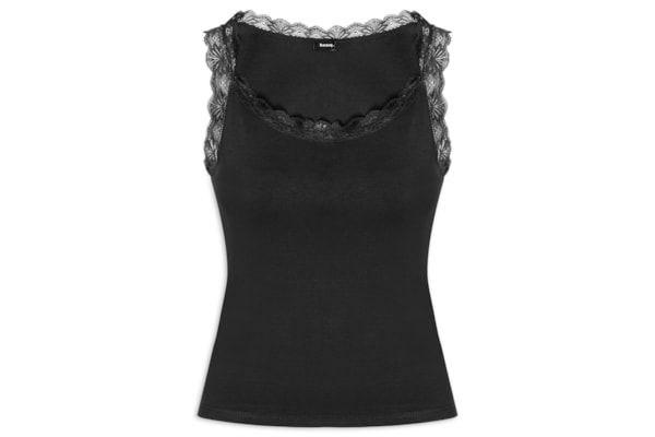 Regata Feminina Com Renda - Preto