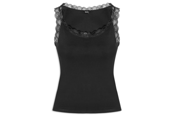 Regata Feminina Com Renda - Preto