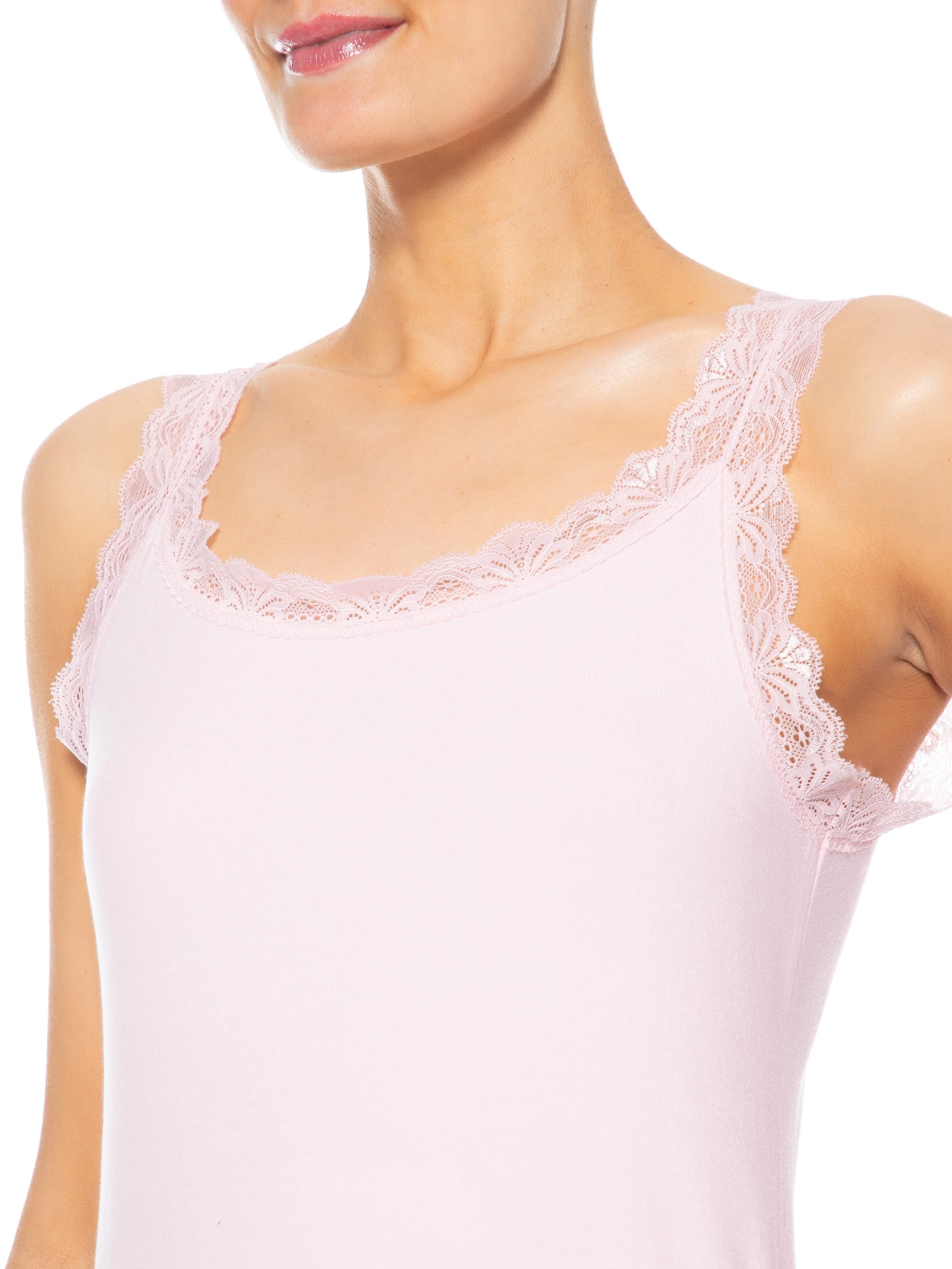 Regata Feminina Com Renda Rosa Basiq