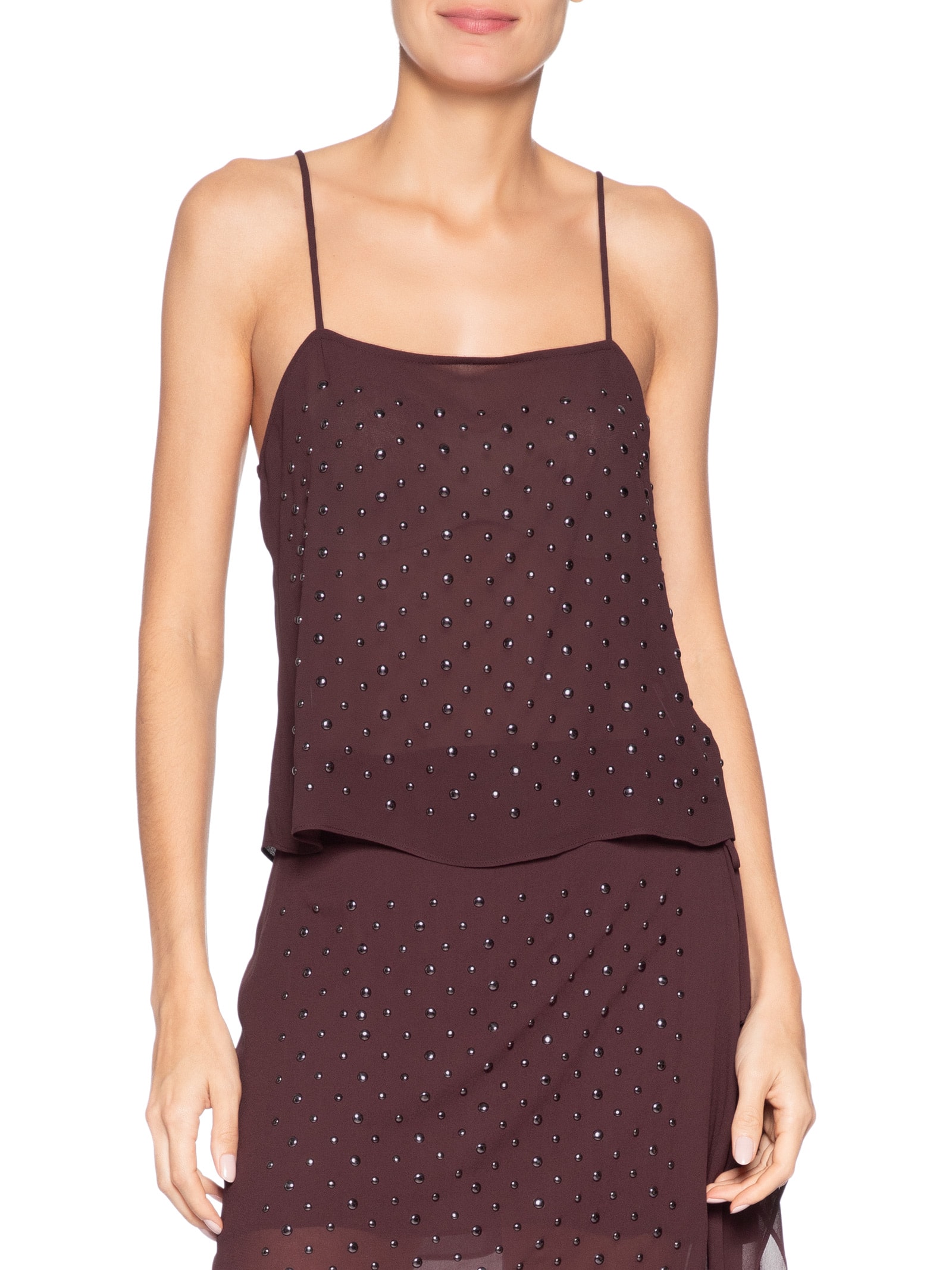 Regata Feminina Com Tachas Marrom Animale