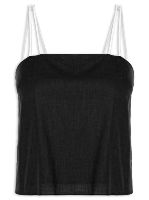 Regata Feminina Contrastante – Preto