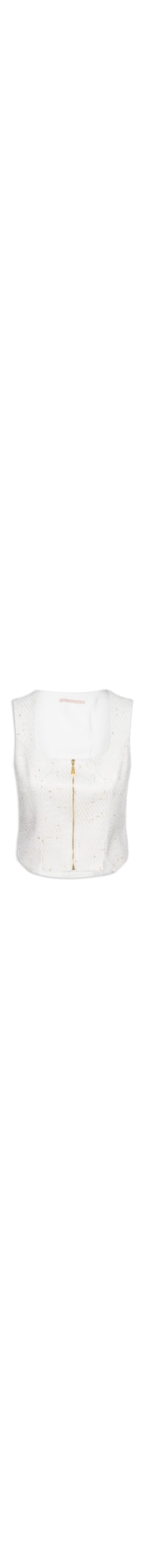 Regata Feminina Corset Tweed Com Detalhe Brilho - Off White