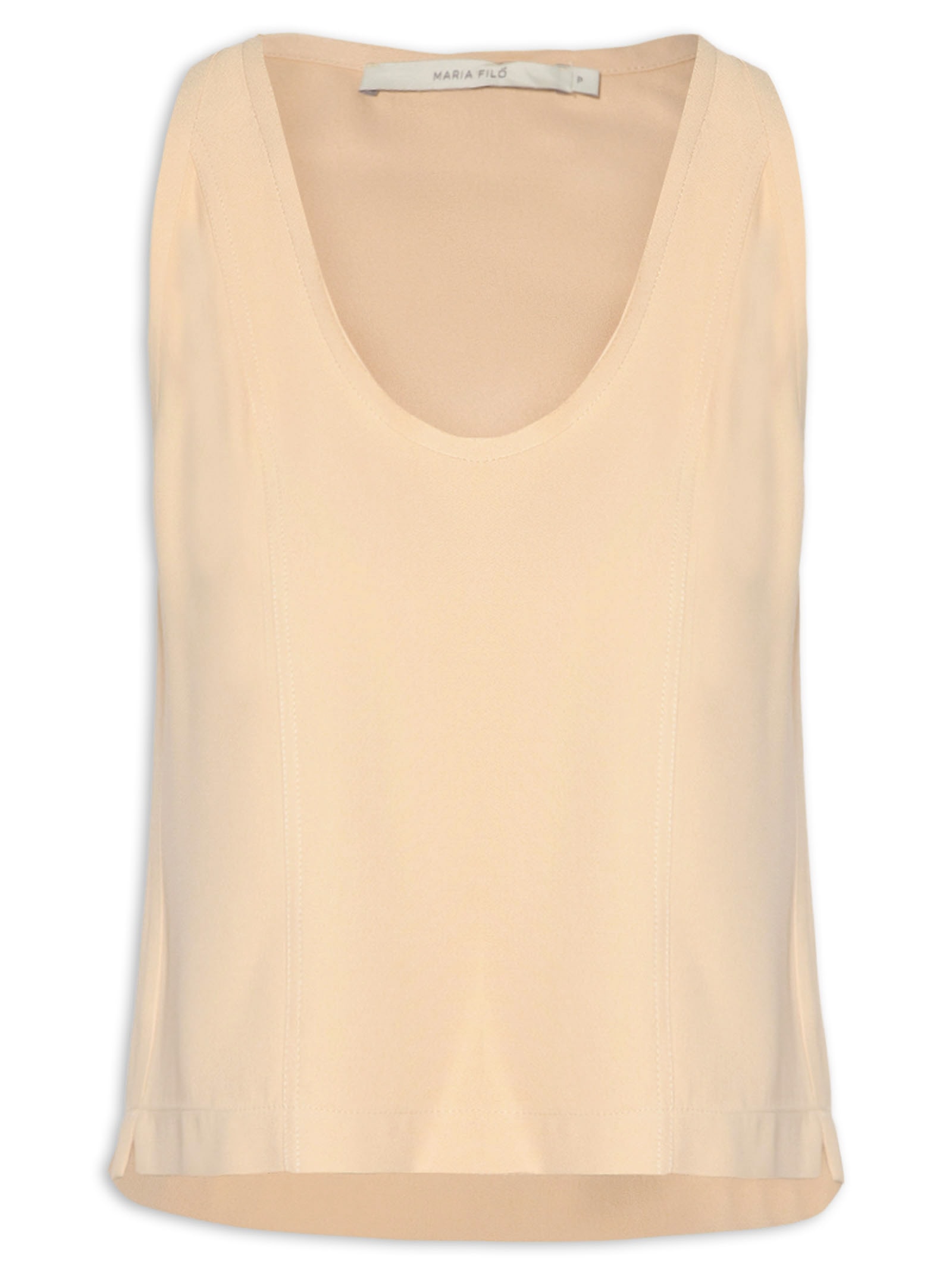 Regata Feminina Crepe Bege Maria Filó